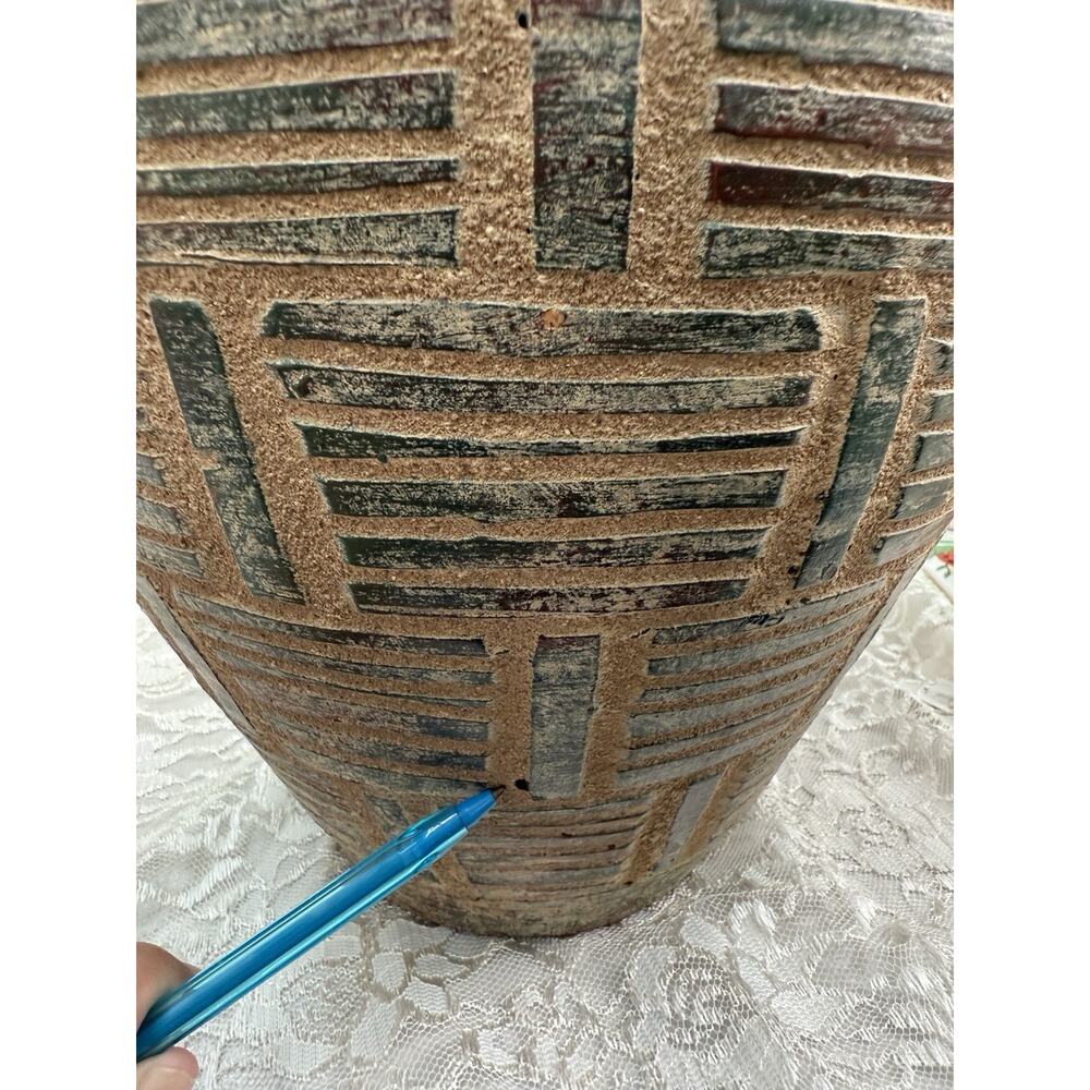 Vintage Handmade Pottery Vase 11” Tall Earth Tone Neutral Southwestern Decor - Picture 3 of 7
